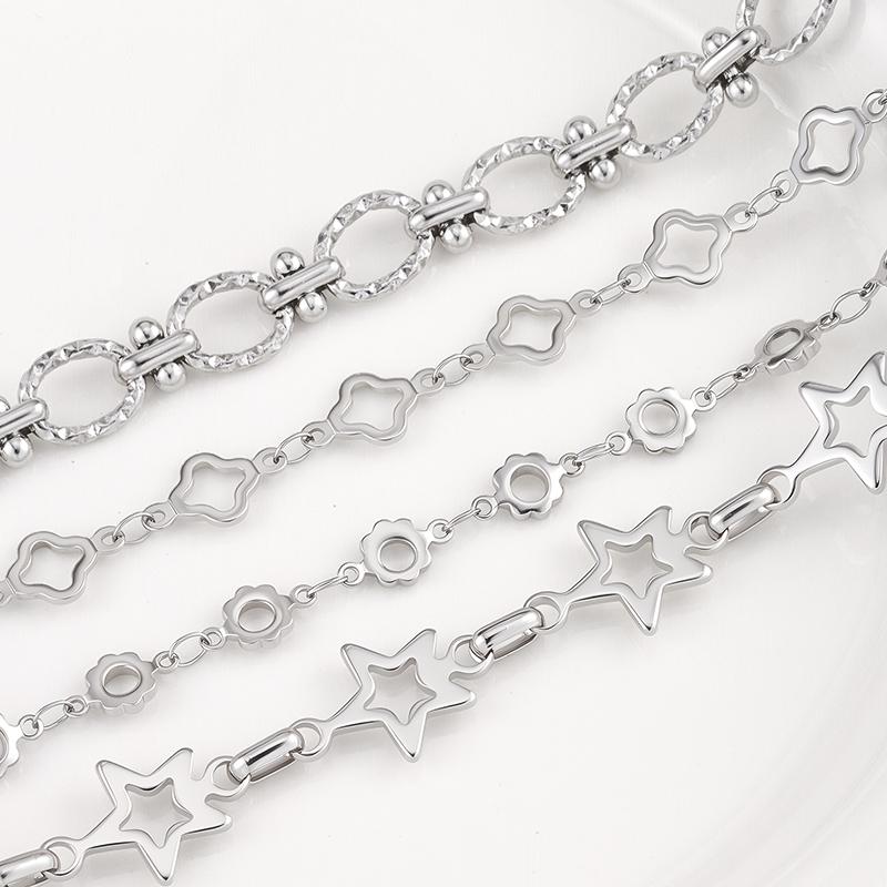 Unique Design 304 Stainless Steel Chain Star Clover Bulk Jewelry Component Supplies for Necklace Body Chain Making