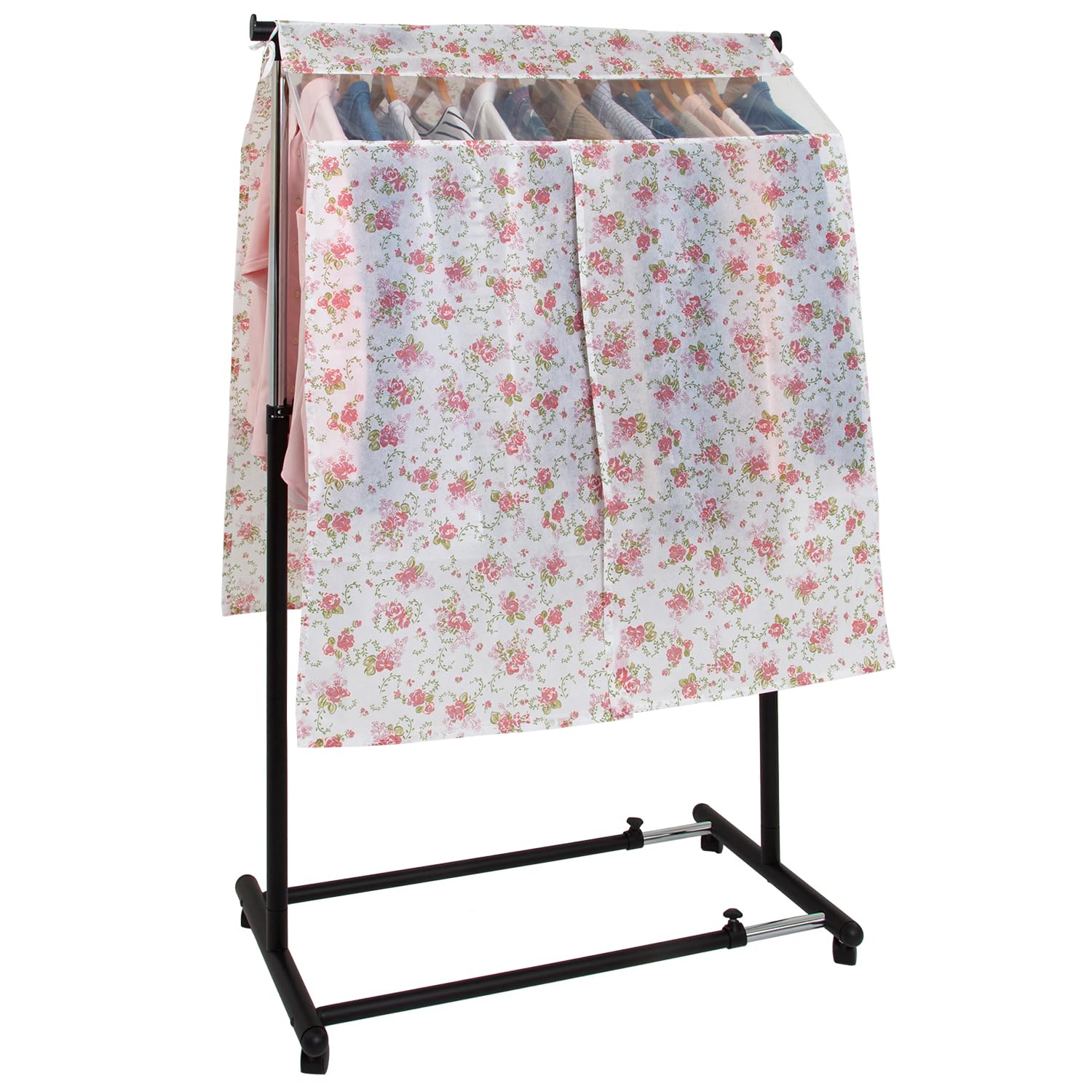 

Astro Hanger Rack Floral Rose 90cm Breathable Garment Clothes Pipe Center Slit for Smooth Insertion and Transparent Window for Viewing String Closet