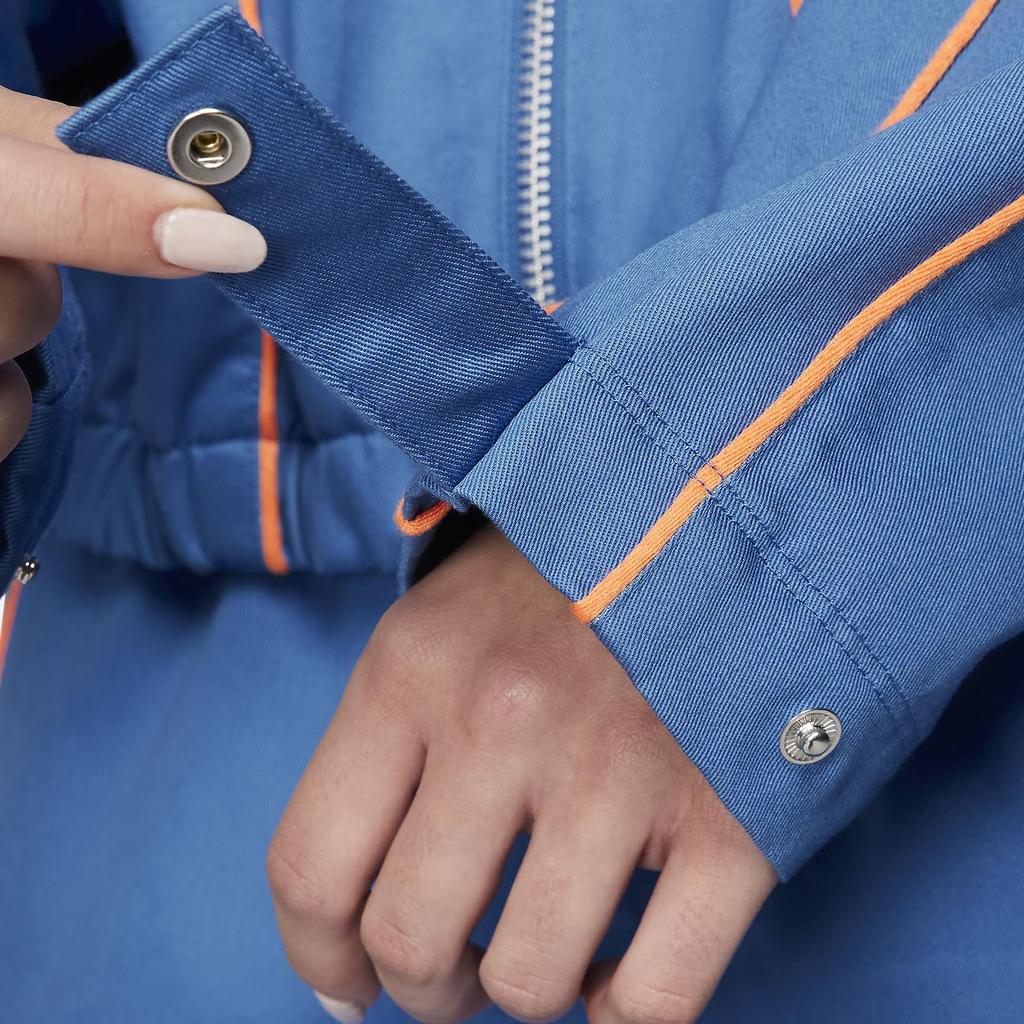 Nike Polo Collar Logo Print Long Sleeve Jacket Women jackets Starlight-Blue FN1941-402