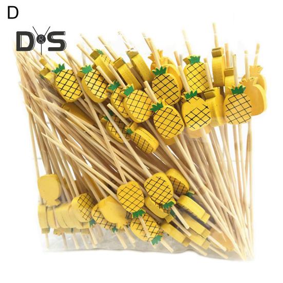 100 Pcs Food Picks Disposable Bamboo No Harm Cactus Shape Salad Sticks for Banquet