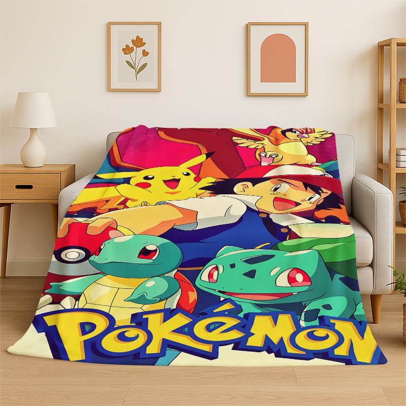 

Cute Pokemon Pikachu Cartoon Flannel Blanket Soft Warm Throw Blanket for Bedroom Living Room Bed Travel Camping Picnic Kid 75x100cm