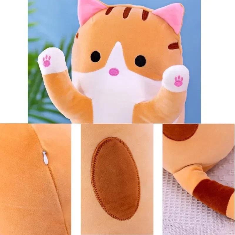 Lang katt Plysj Kroppspute Kreativ Søt Dyr Utstoppet Pute Myk Sofa Dekorativ putepute Stor sovepute Dekor