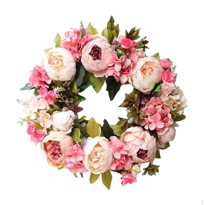 16" Pfingstrosen-Blumenkranz Handgefertigt Rosa Blumengirlande Künstliche Frühlingsgirlande für Haustür