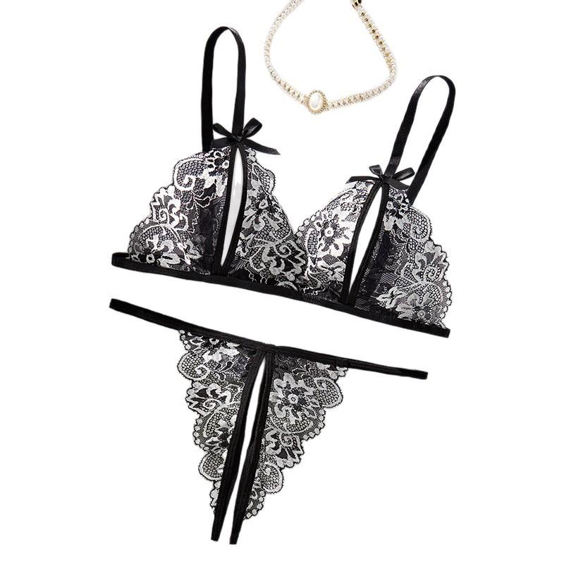 Erotic underwear pure desire sexy lace perspective babes thin two-piece set for women