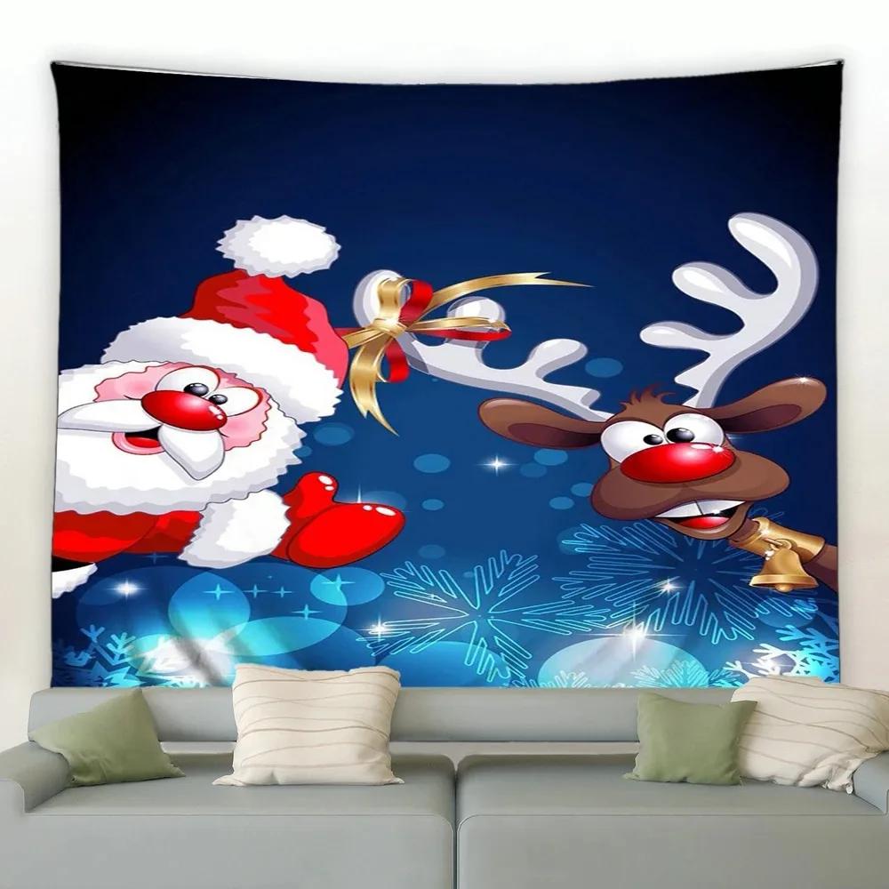 Christmas Cartoon Style Tapestry Bedroom Living Room Home Christmas Decoration Tapestry