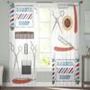 Barbershop Design Element Sheer Curtains For Living Room Modern Fashion Valance Curtains For Kitchen Tulle Curtains