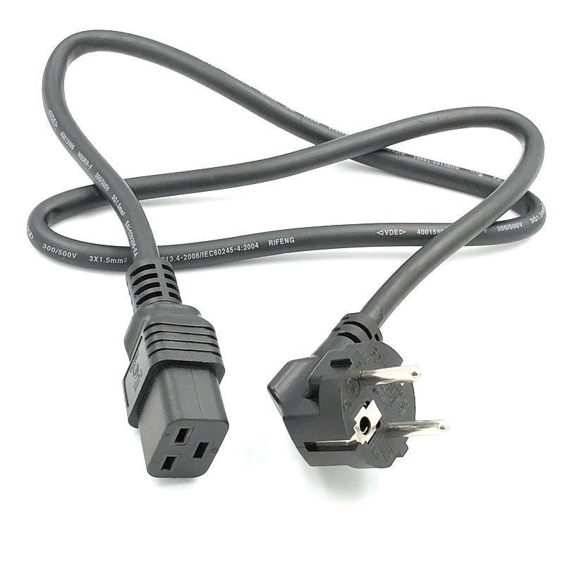 16A EU Standard C19 Power Cord, 1.5-2.5mm2, Elbow Plug for PDU Server