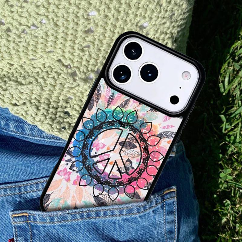 Hippy Hippie Psychedelic Art Peace phone case cover Compatible with for IPhone 17air 16e 15 14 13 12 11Pro Max 17 Air