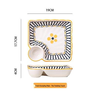 Shangqi Ceramic Dumpling & Sushi Plate Set with Sauce Dish