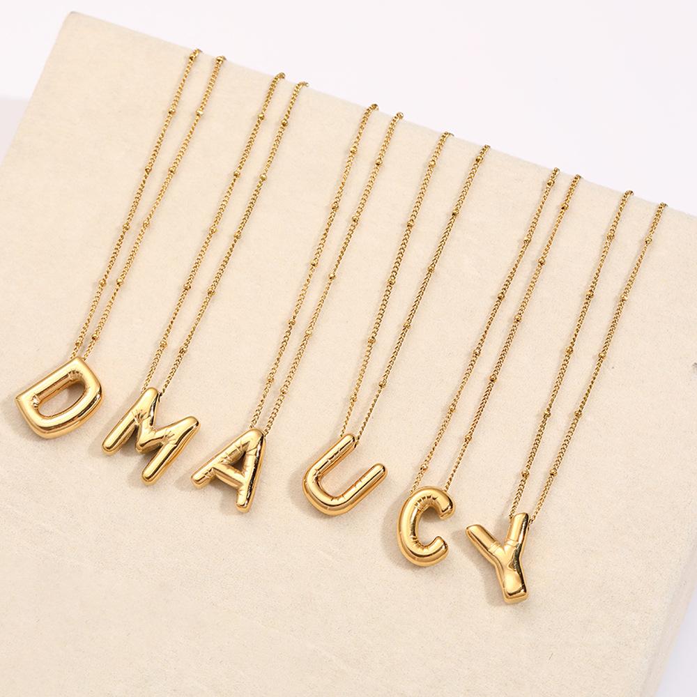 Stainless Steel 18K Gold Plated Alphabet Pendant Necklace
