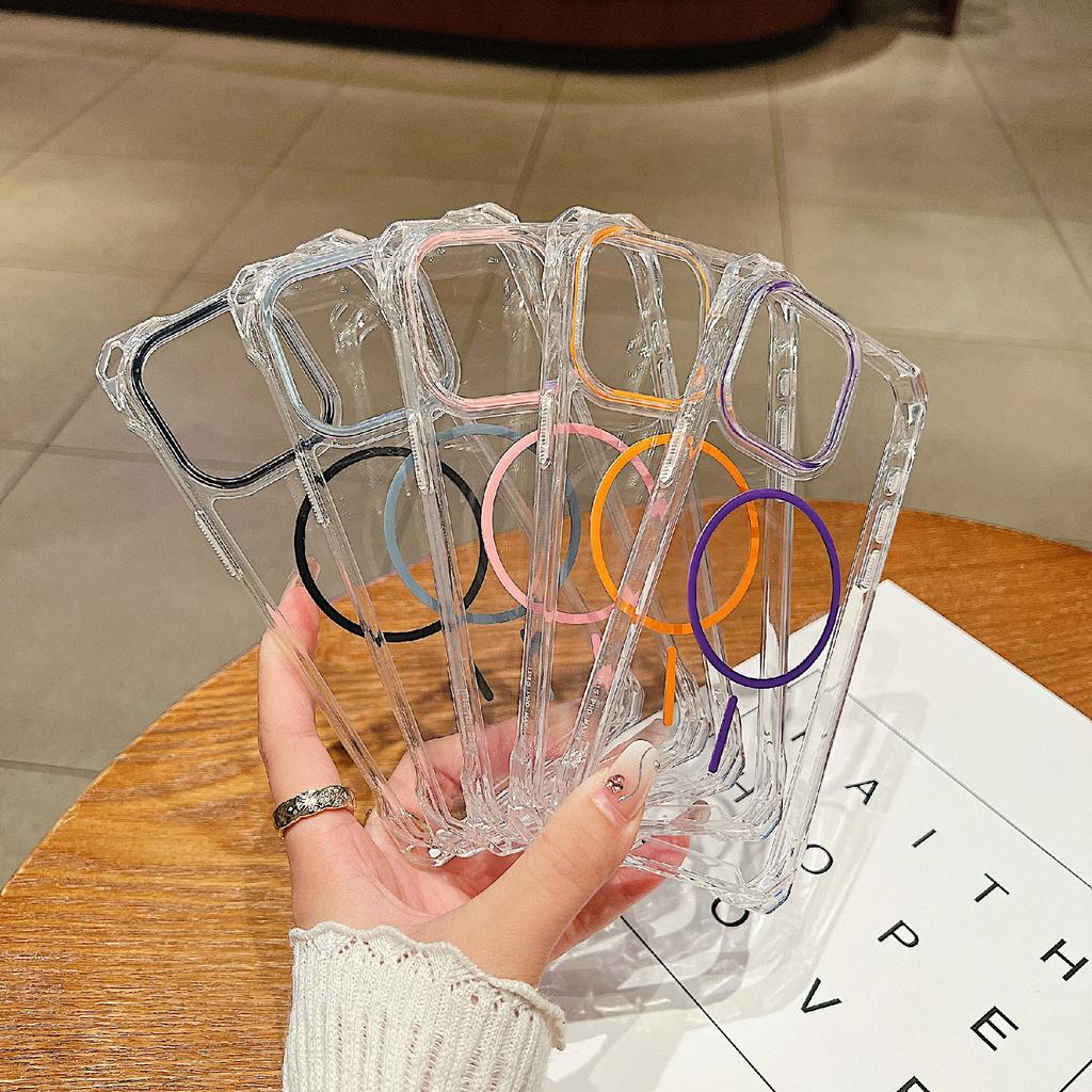 For iPhone 15 Pro Magnetic Case Drop-Proof TPU+PC Phone Back Cover