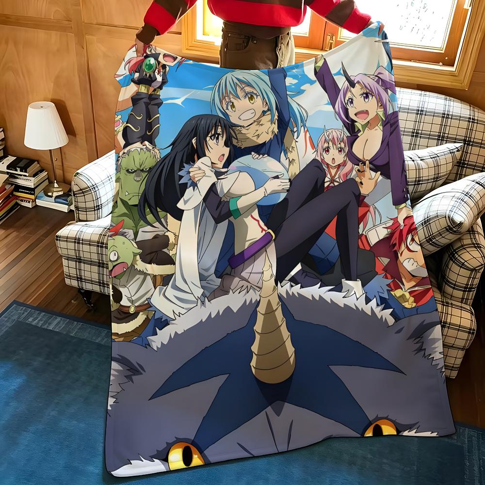 Anime T-Tensura Throw Flannel Blanket Suitable for Sofas Beds Offices Travel, Camping Chairs