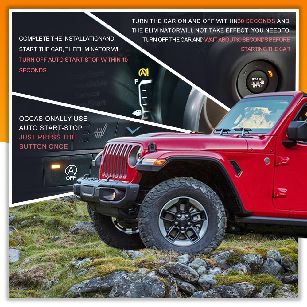 Auto Start Stop Eliminator For 2018-2024 J-Eep Wrangler JL & -2024 Gladiator JT Auto Stop Eliminator Engine Auto Stop/Start Disable/Canceller-Plug