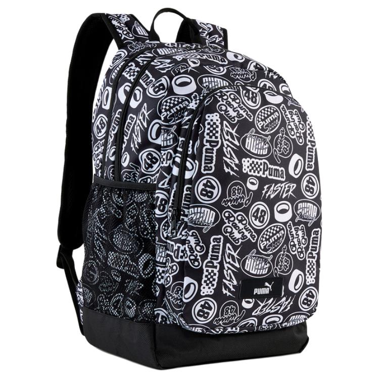Puma Graffiti Pattern Printed Portable Backpack Unisex backpack Black 091150-08 Black
