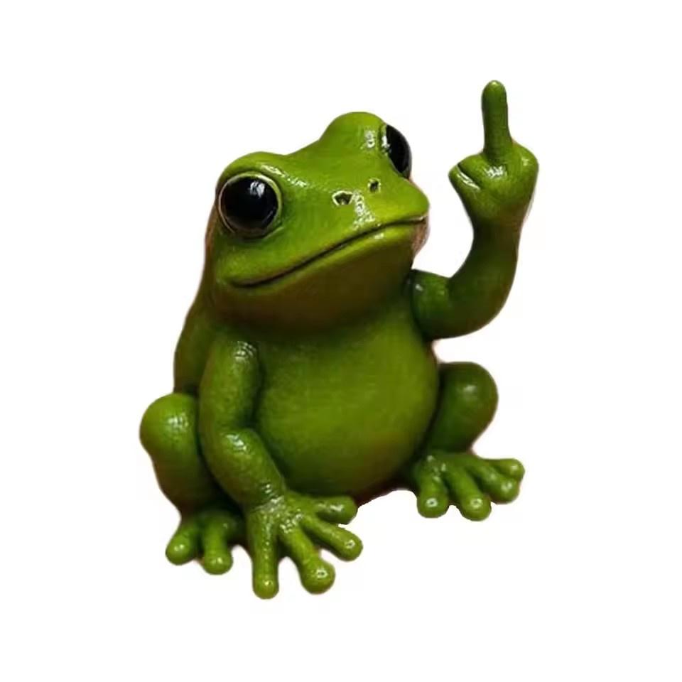 

Забавная мини-статуэтка животного со средним пальцем, мини-собака, кошка, лягушка, милое животное, аксессуары для украшения дома, офиса, рабочего стола, модель, декор