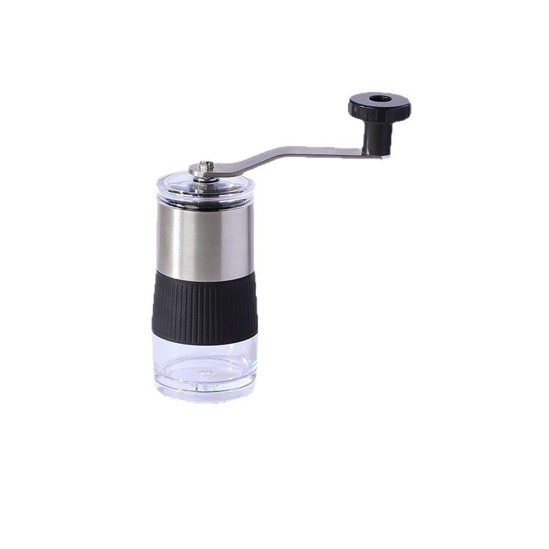 Moderne manuelle Kaffeemühle aus Edelstahl mit einstellbarem Mahlgrad für den Büroeinsatz