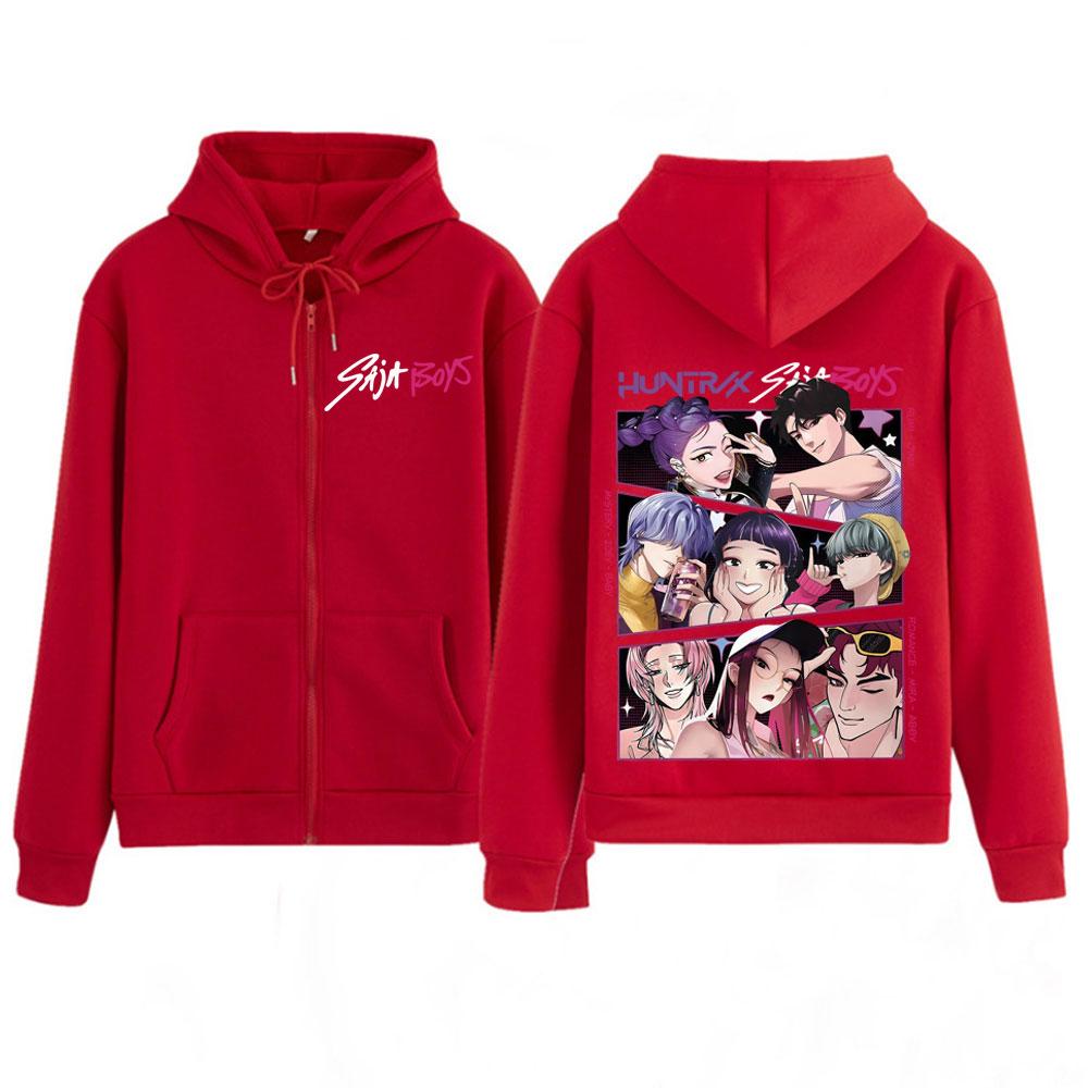 Kpop Demon Hunters Saja Boys Εκτύπωση Φούτερ με Φερμουάρ Άνδρες Γυναίκες Μόδα Casual Αισθητικό Oversized Μακρυμάνικο Harajuku Ζακέτα με Φερμουάρ