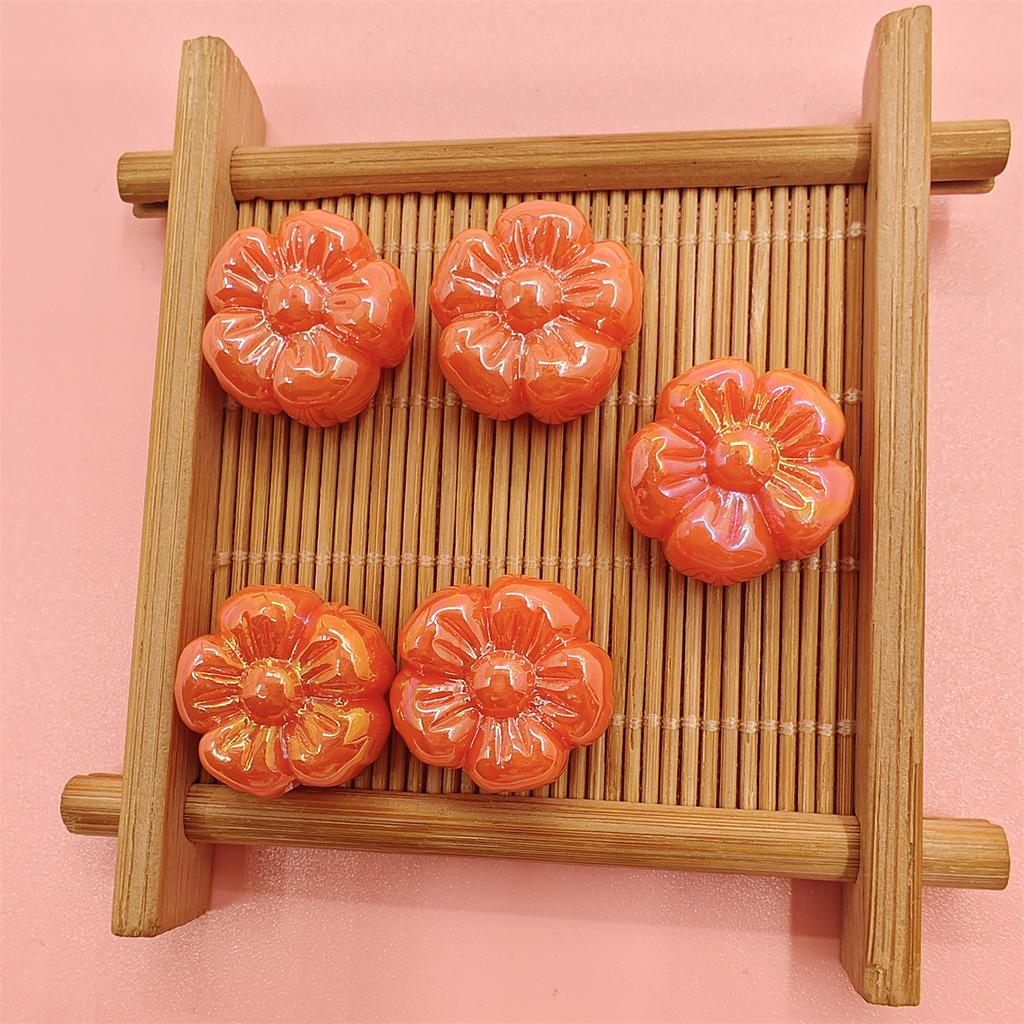 10Pcs Acrylic DIY Jewelry Accessories Loose Beads UV Color Plating For Bracelet Earring Making Plum Blossom 19.5mm Beaded Materials Jewelry