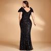 Plus-Size Foreign Trade Long Dress, New European and American Style Sequin Dress, Evening Gown for Parties