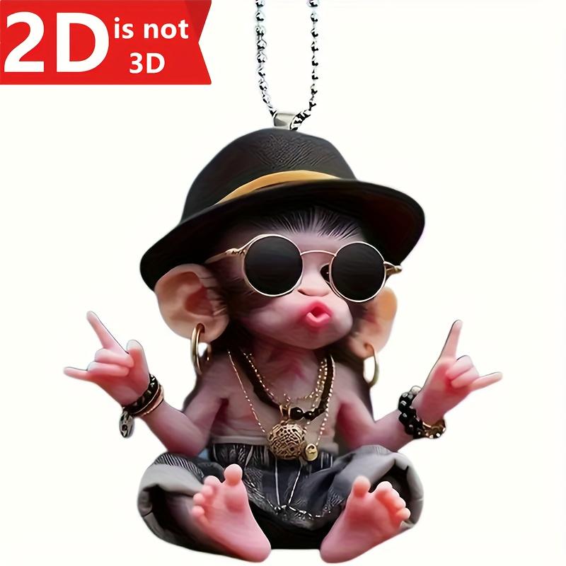 

Cute monkey car pendant, Yorkshire ornament, keychain & room decor talisman. Gift accessory.