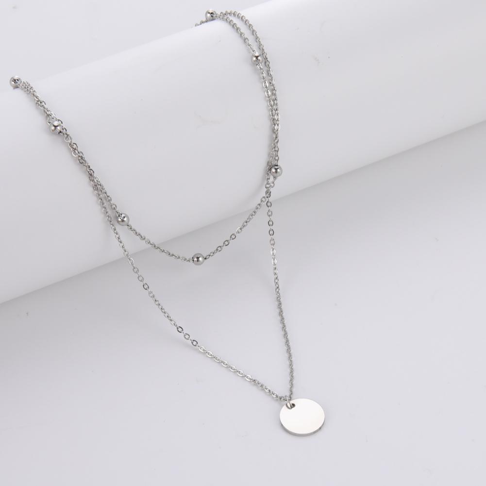 Geometric Round Heart Choker Necklace for Women Stainless Steel Minimalist Simple Clavicle Neck Chain Jewelry