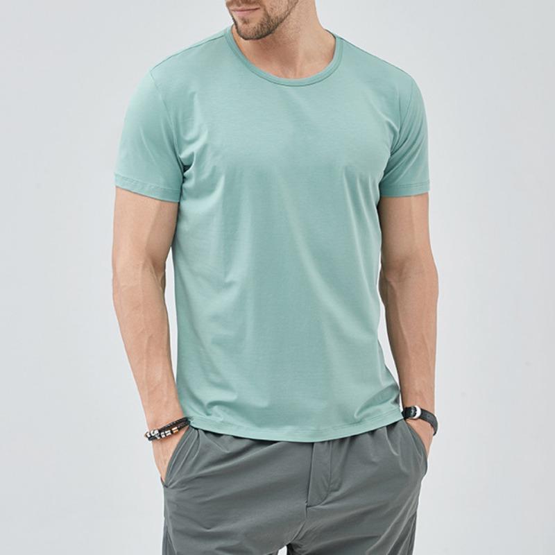 Solid Color Short Sleeved T-shirt Men Slim Slimming Classic Versatile Both Men Interior T-shirt with Base Top