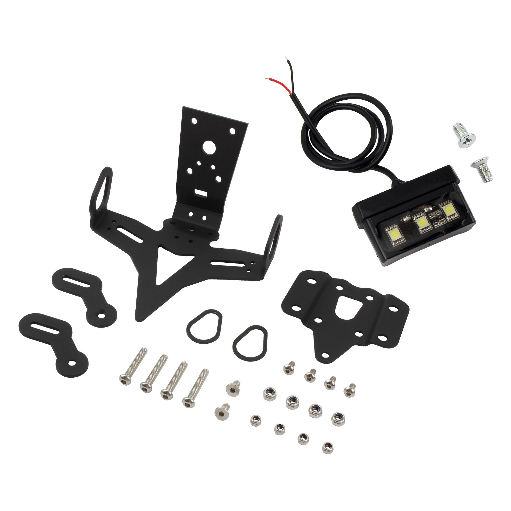 

2013-2025 Motorcycle License Plate Bracket With License 3 LED Mini Plate Light Set For Yamaha MT-07 FZ-07 Moto Accessories 2025