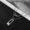 Double-Layer Square Pendant Necklace For Women Vintage Gold Color Sweater Chain Necklace Jewelry