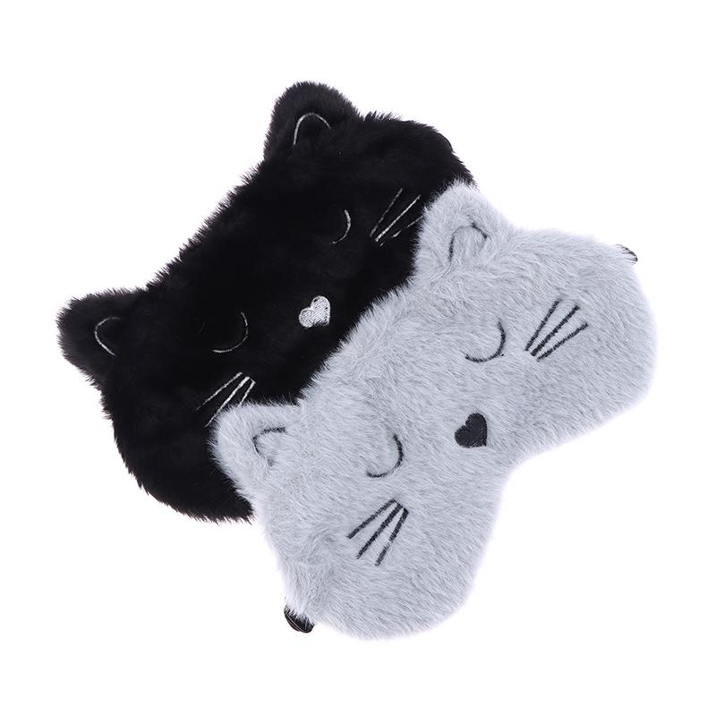 Urocza kreskówkowa maska do spania kota na oczy opaska na oczy pluszowa opaska na oczy do spania dla dziewczyny kobiety drzemka noc zwierzę opaska na oczy