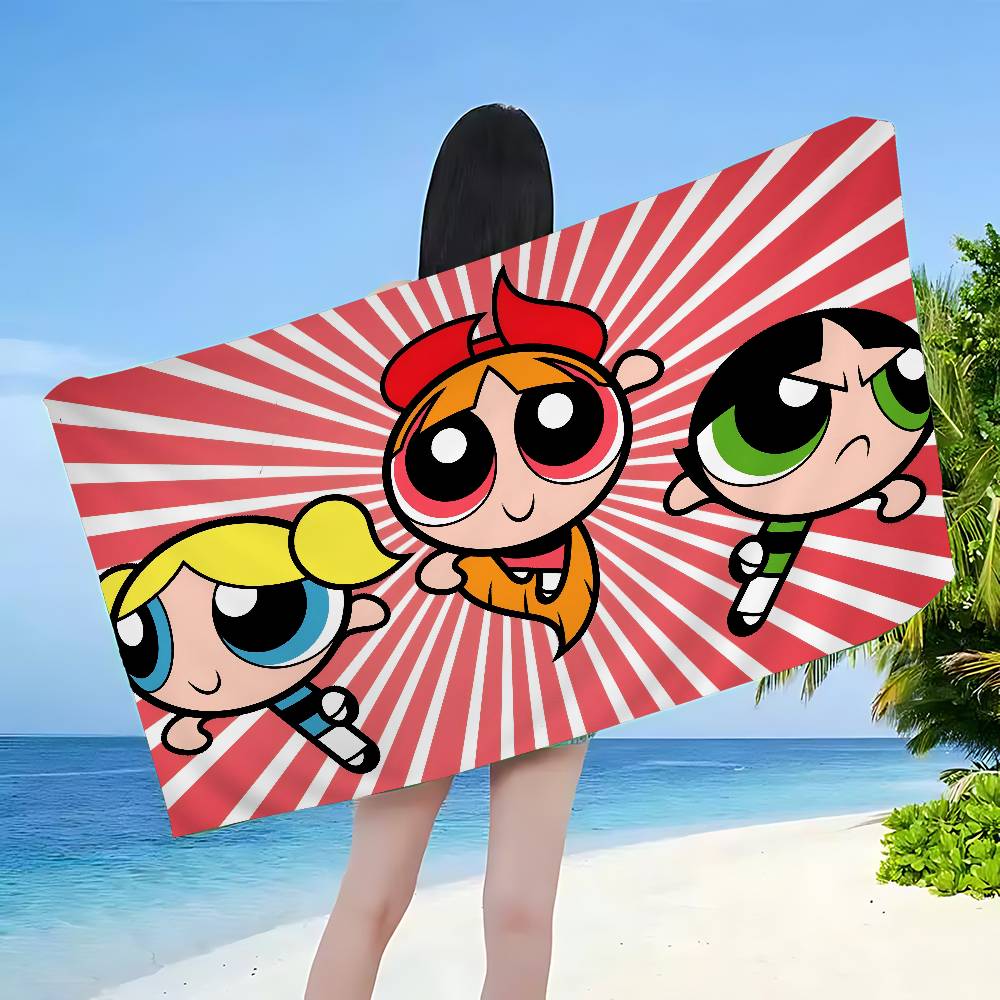 Anime P-Powerpuff-GirlS Beach Towel Colorful Bath Towels for Girl Microfiber Quick Dry Custom Sand Free Beach Yoga Spa Gym Pool