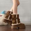 Spice girl small man heightening thick-soled snow boots women's 2025 winter new fashion versatile lamb wool warm cotton boots
