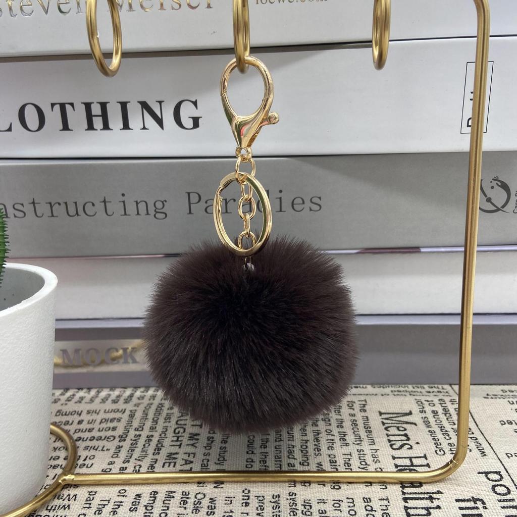 Auf Lager 8cm Kunstkaninchenfell Pompom Schlüsselanhänger - Plüschkugel Anhänger für Taschen und Kleidung