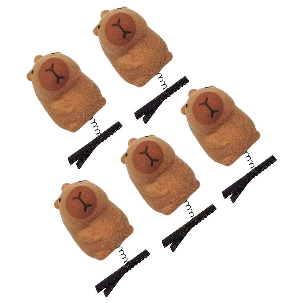 5er-Pack Cartoon 3D Capybara Plüsch-Haarnadeln Modische Tier-Haarspange Haar-Accessoires Geschenk für Mädchen und Frauen