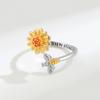 Cute Bee & Sunflower Rotating Fidget Ring Adjustable Luxury Anti-Stress Anxiety Wedding Aesthetic Women's Ring