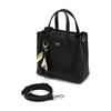 Dcba6e555bk [ria] Black Cowhide Flower Charm Tote Bag S