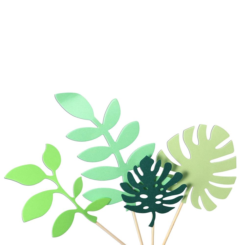 Shower Wedding Jungle Theme Greenery Party Supplies Cupcake Decoration Cake Topper Tropical Leaves