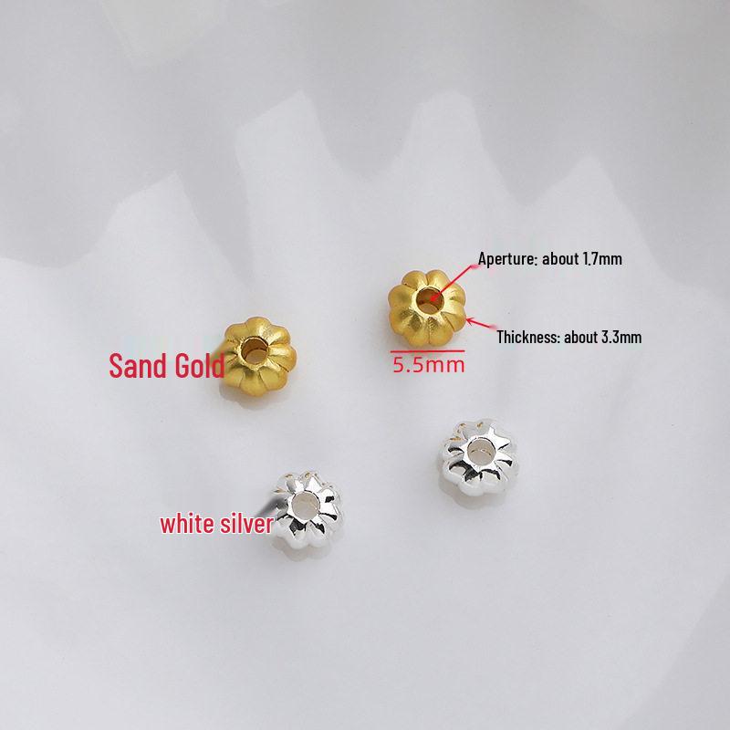 Gold-Plated Pumpkin-Shaped Spacer Beads, Silver Lantern & Flat Melon Ribbed Beads for Handmade Accessories