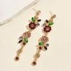 1 Pair Long Flower Drop Earrings Embellished Dangle Earrings  All Seasons Compatible