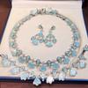 Luxury Pink Shell Necklace Jewelry 3 Pcs Set Wedding Bridal Jewelry Set for Women Dubai AUE Bride Gift