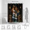 Golden Dragon Goddess Shower Curtain - Creative Fantasy Warrior Art Design - Indoor Home Bathroom Decor Aesthetic Bath Curtain