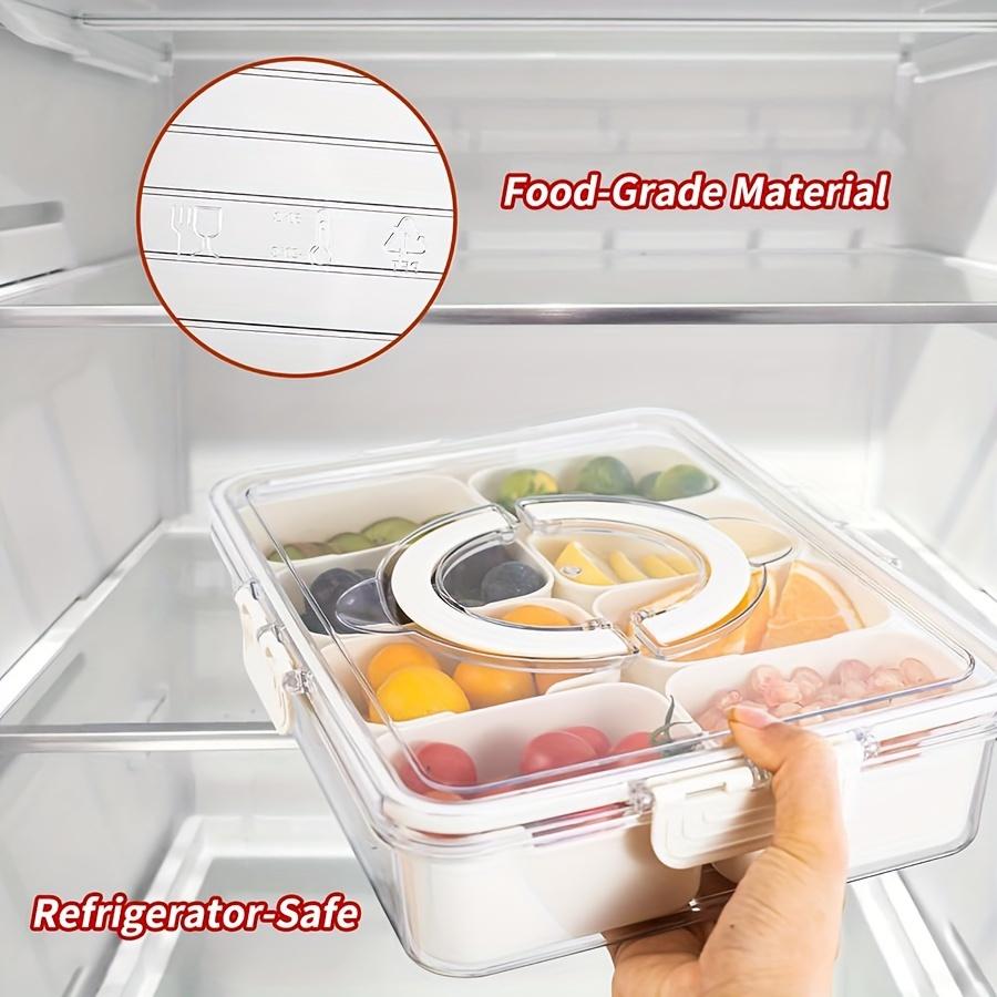 4Grid /8 Grid Snack Box Container, Portable Travel Charcuterie Board with Lid, Refrigerator Food Storage Box, Snack Organizer