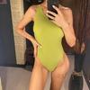 New Asymmetric One Shoulder Backless One Piece Swimsuit Women Swimwear Female High Leg Cut Padded Bather Bathing Suit Swim
