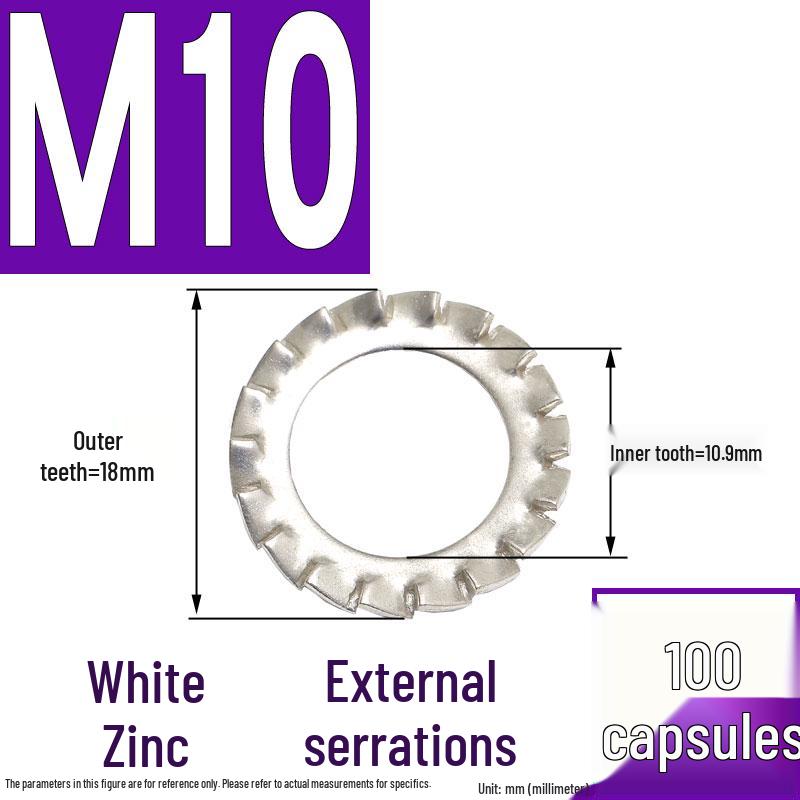 304 Stainless Steel External & Internal Tooth Lock Washer, Anti-Slip, Anti-Loosening, Size M6-M30