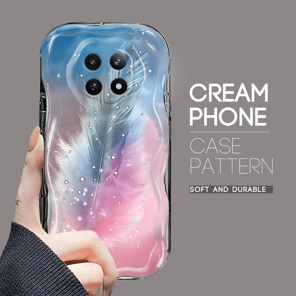 Kreslený vzor krémová textura pouzdro vlnitý okraj měkký silikonový kryt pouzdro na telefon pro OPPO Reno Realme OnePlus Vivo
