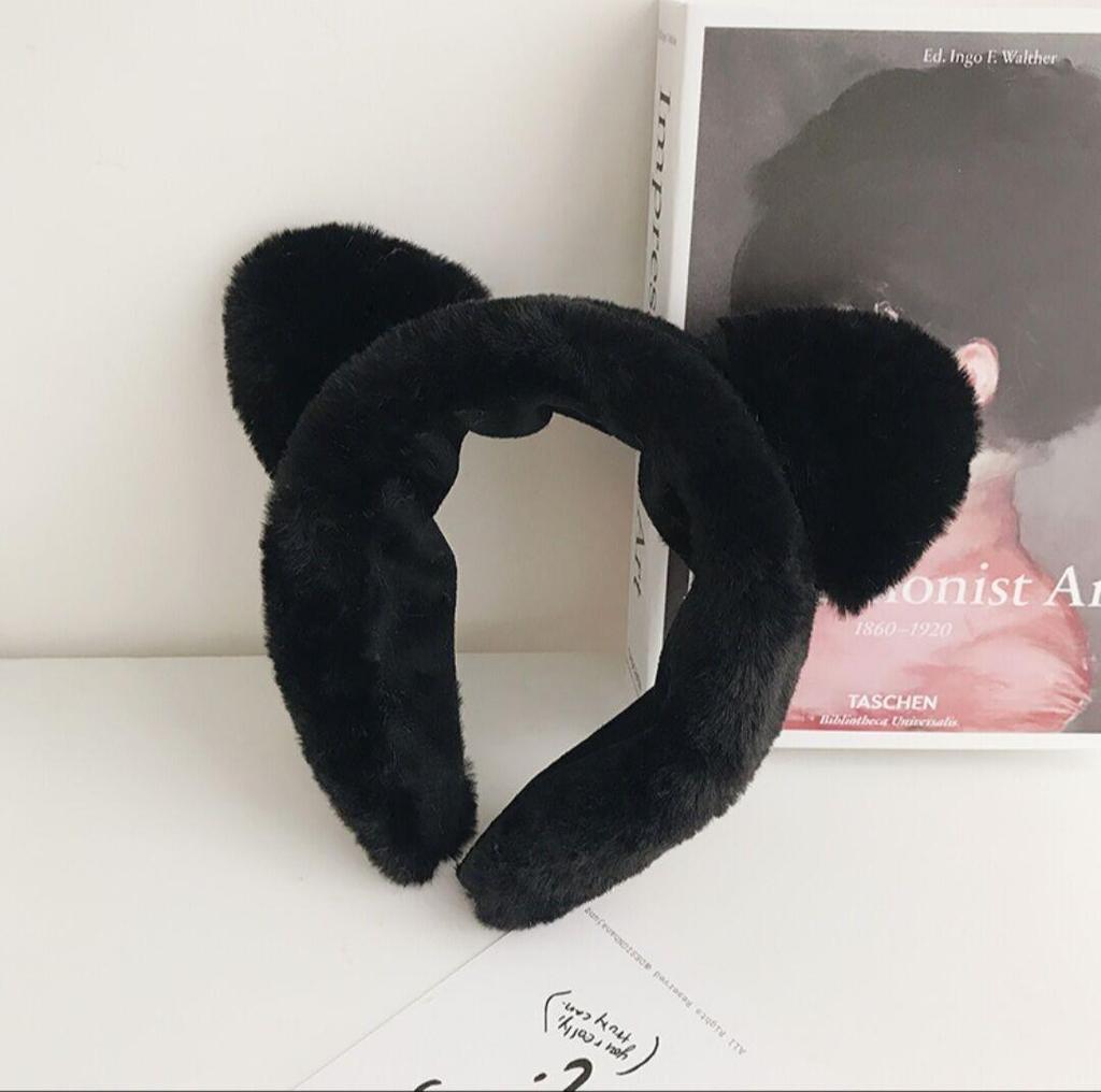 Leopard Print Women's Cute Cat Ear Plush Wide Headband Hair Tie