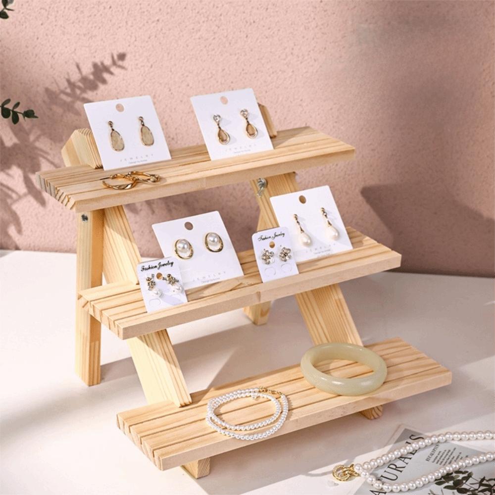 2/3/4 Layer Wooden Jewelry Display Stand Multi Functional Ornament Organizer Display Props