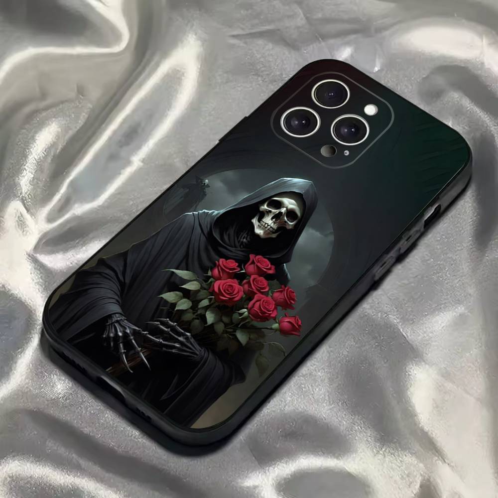 

Santa Muerte Art Phone Case For iPhone 16,15,14,13,12,11,Pro,Max,Plus,X,XS,SE4,E,Mini,Soft Black Case iPhone16pro