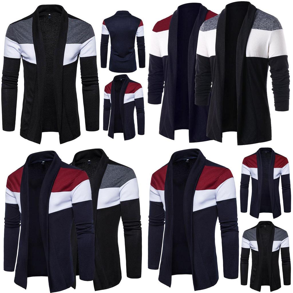 Exquisite Men's Plain Knitted Cardigan Long Sleeve Slim Fit Sweater Jacket