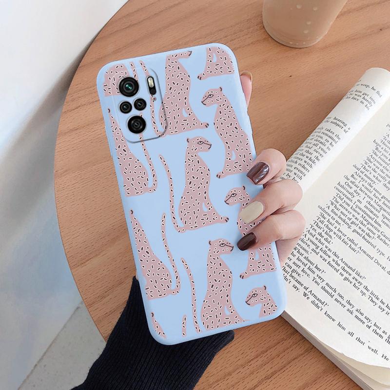 Case For Xiaomi Poco M5S C71 X7 C75 M6 Leopard Soft Silicone Back Cover Phone Case Protective Coque Shell Leopard Painted Bags