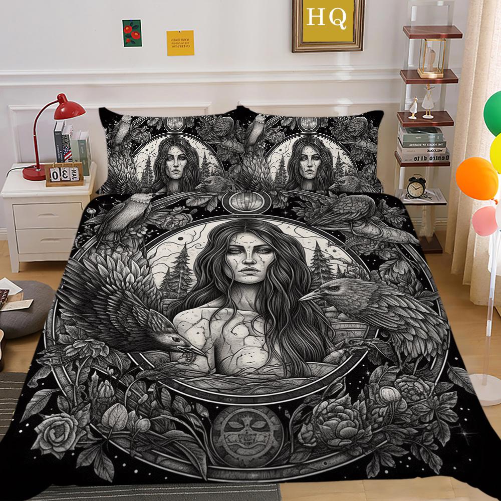 Beauty Skull Printed Comforter Cover Set Twin Size Polyester Bedspreads Man Fashion Design Duvet Cover Set